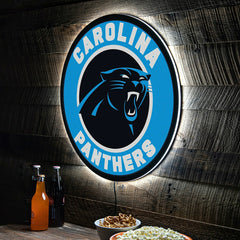 LED Wall Decor, Round, Carolina Panthers