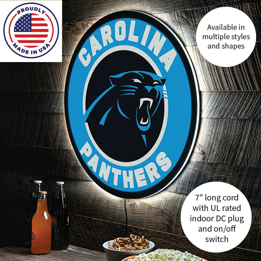 LED Wall Decor, Round, Carolina Panthers
