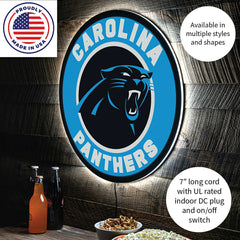 LED Wall Decor, Round, Carolina Panthers