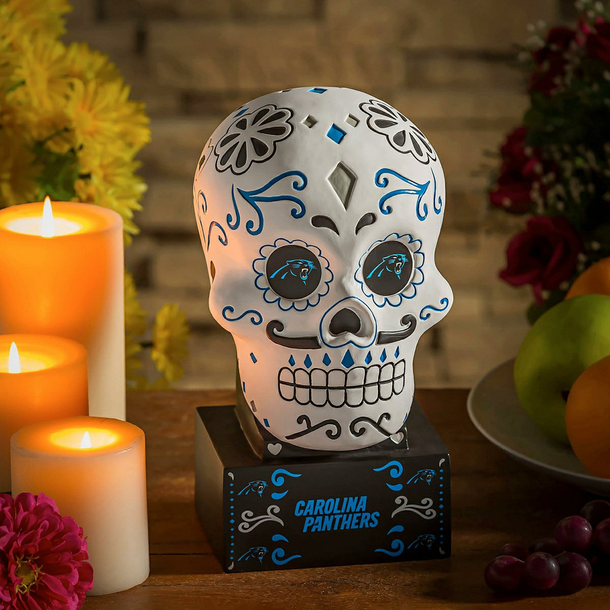 Carolina Panthers Sugar Skull Statue