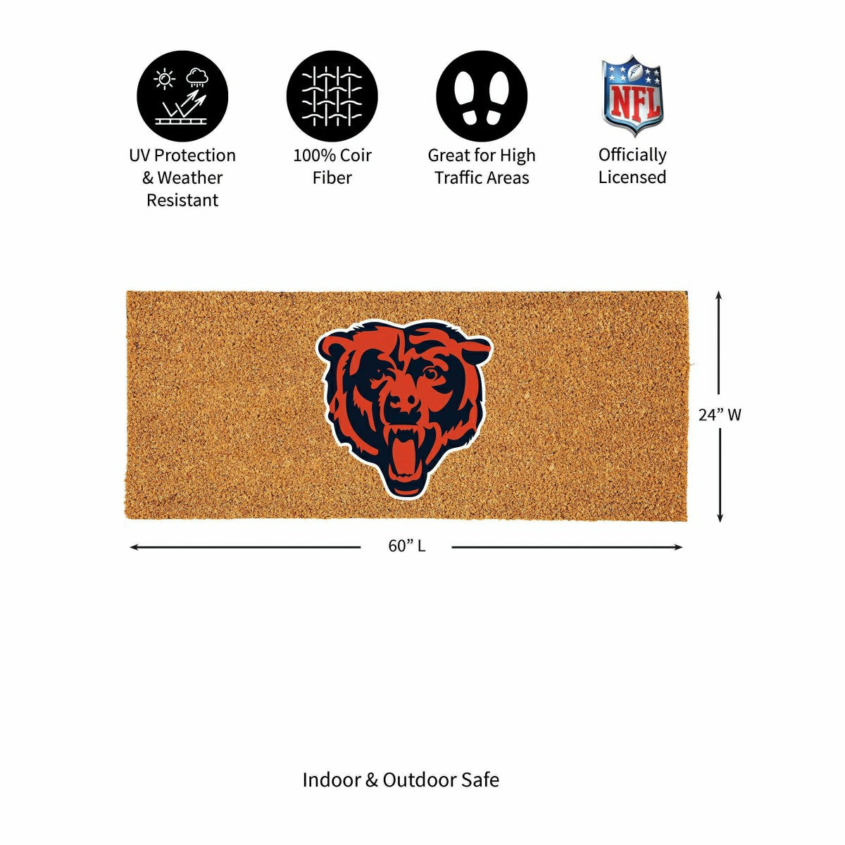 Chicago Bears Extra Large Full Color Coir Mat, 60"x24"