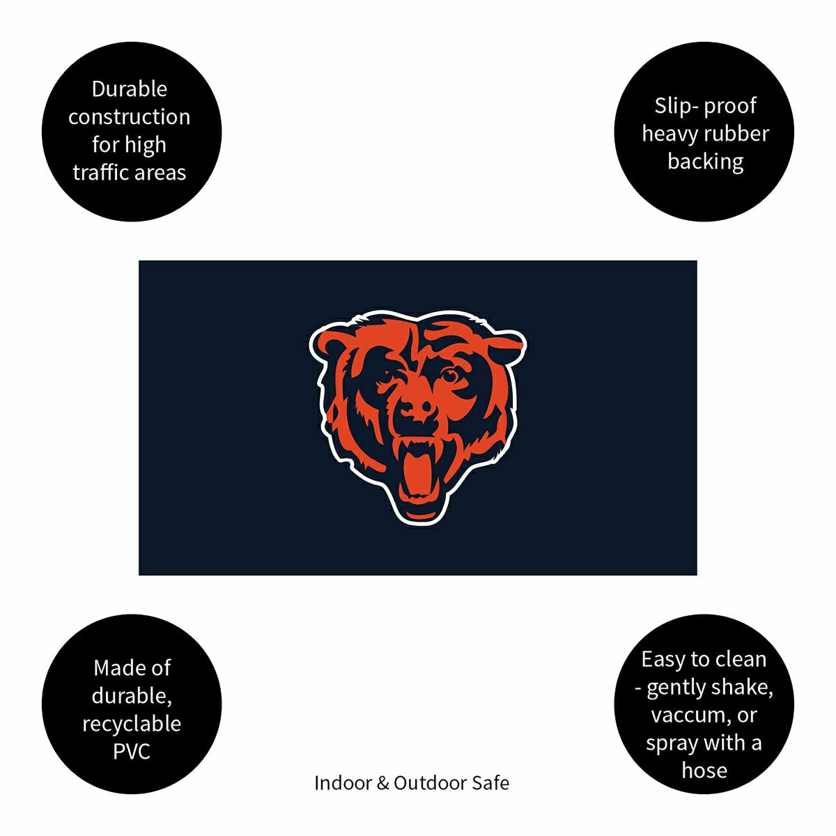 Full Color PVC Mat, 16" x 28", Chicago Bears