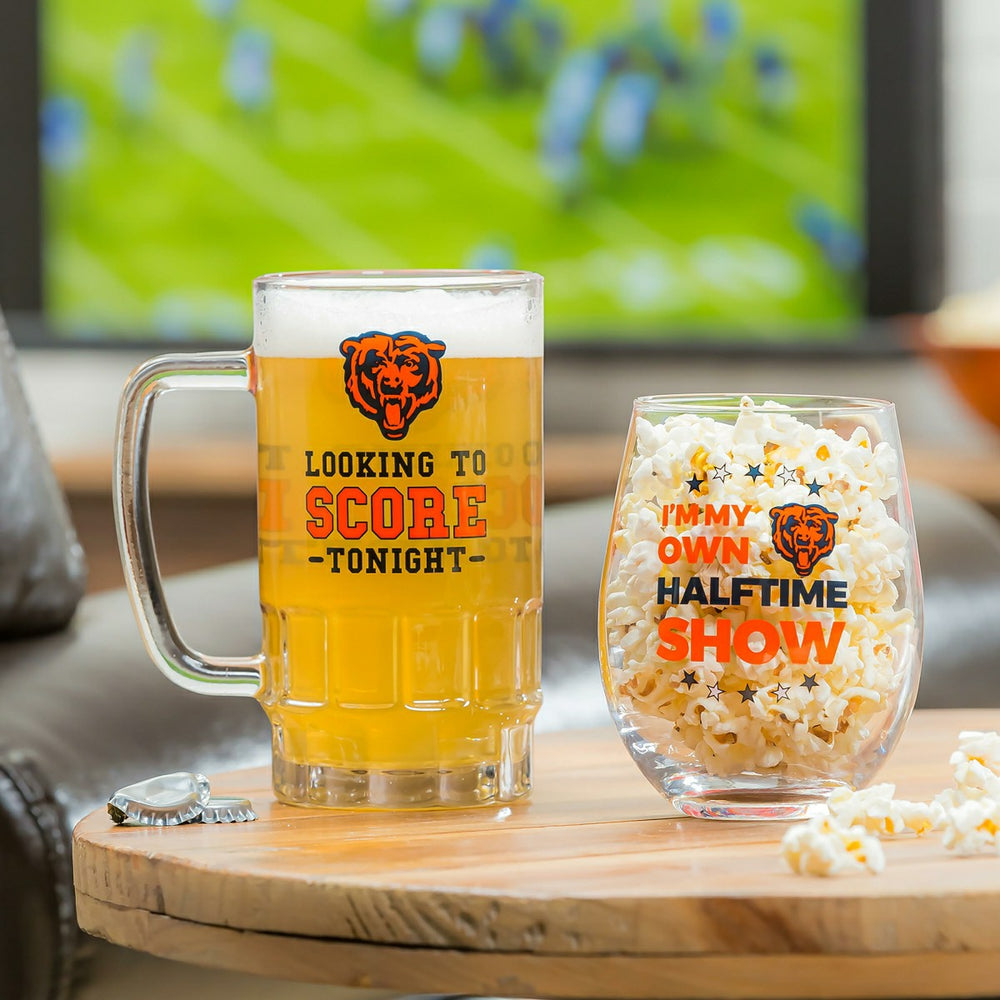 Chicago Bears, Stemless 17OZ Wine & Beer 16 OZ Gift Set