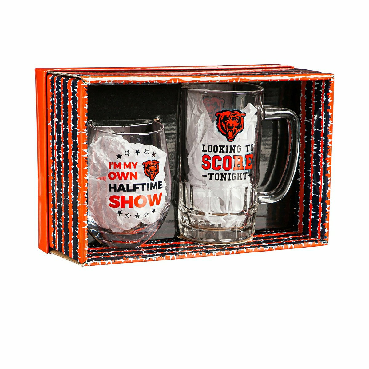 Chicago Bears, Stemless 17OZ Wine & Beer 16 OZ Gift Set