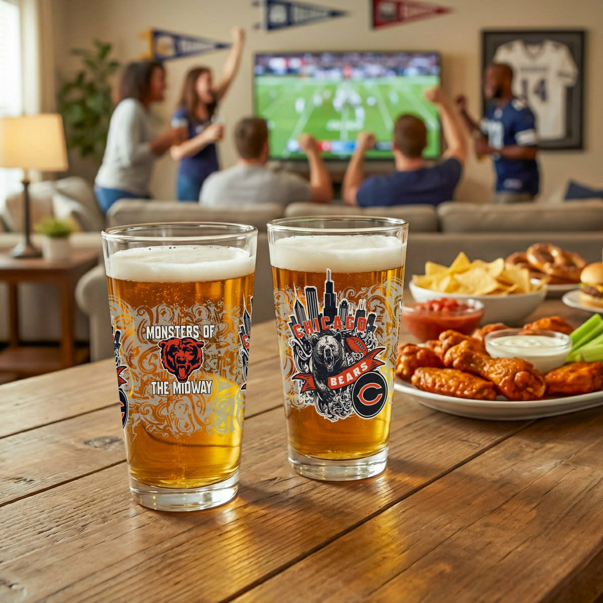 Chicago Bears 16oz Glass pint, Set of 2