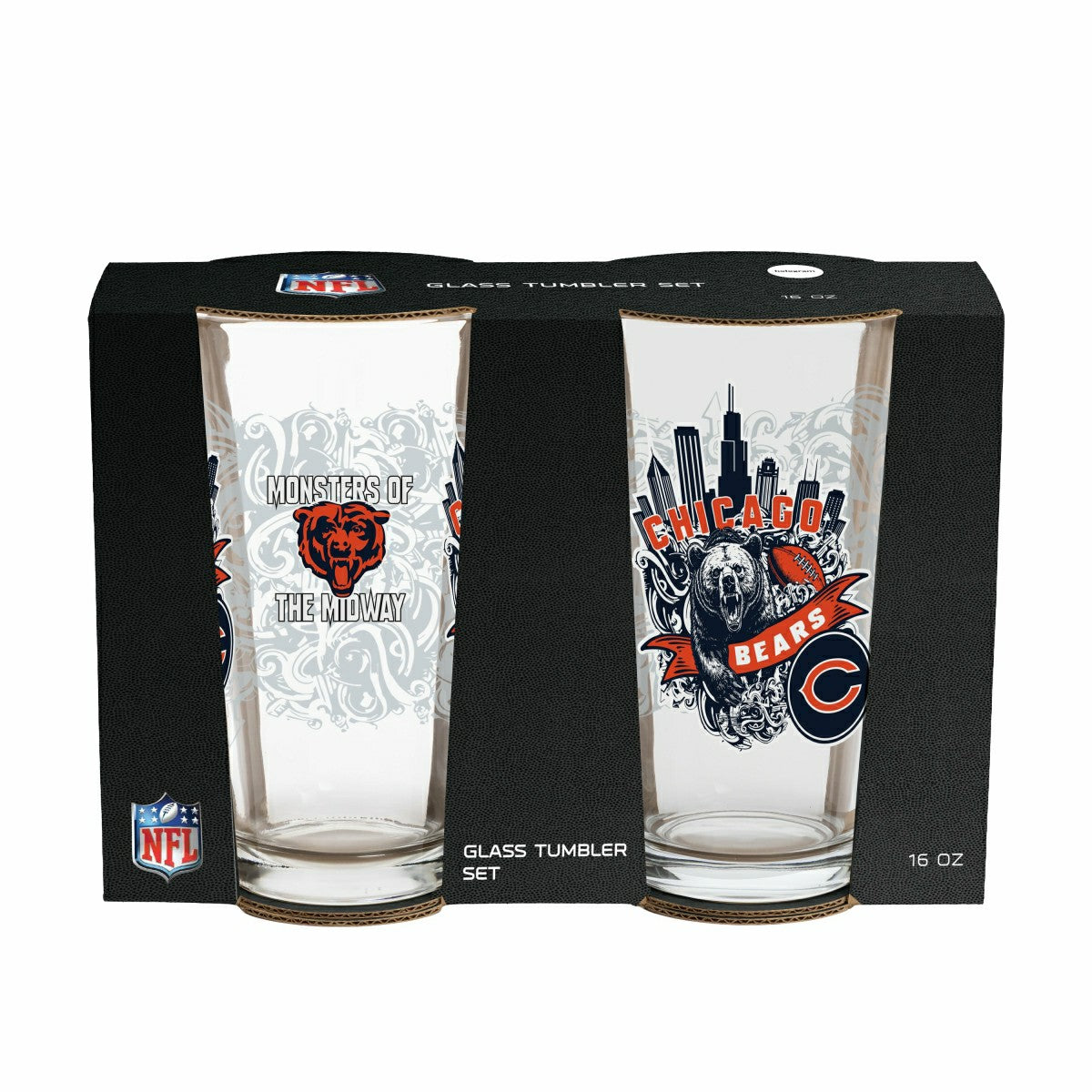 Chicago Bears 16oz Glass pint, Set of 2