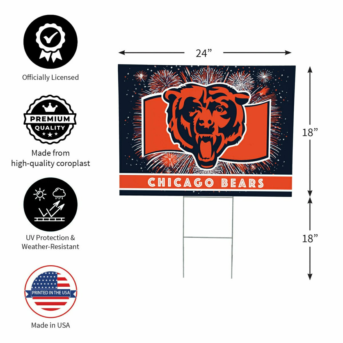 Chicago Bears Yard Sign, Patriotic