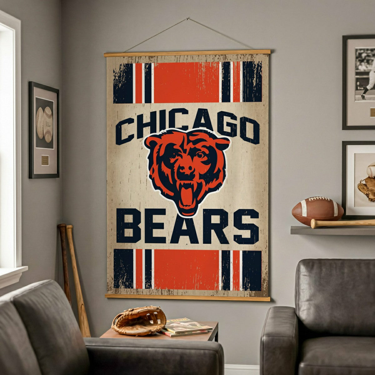 Chicago Bears, Canvas Wall Tapestry, Large, 54x36