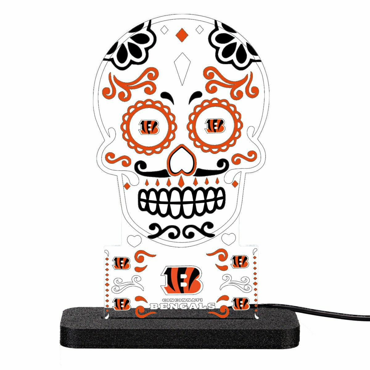 Cincinnati Bengals NFL Football Sugar Skull Desklite LED Decor