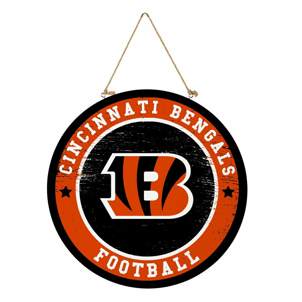 Cincinnati Bengals Round Door Décor with Hanging Rope, 18x18