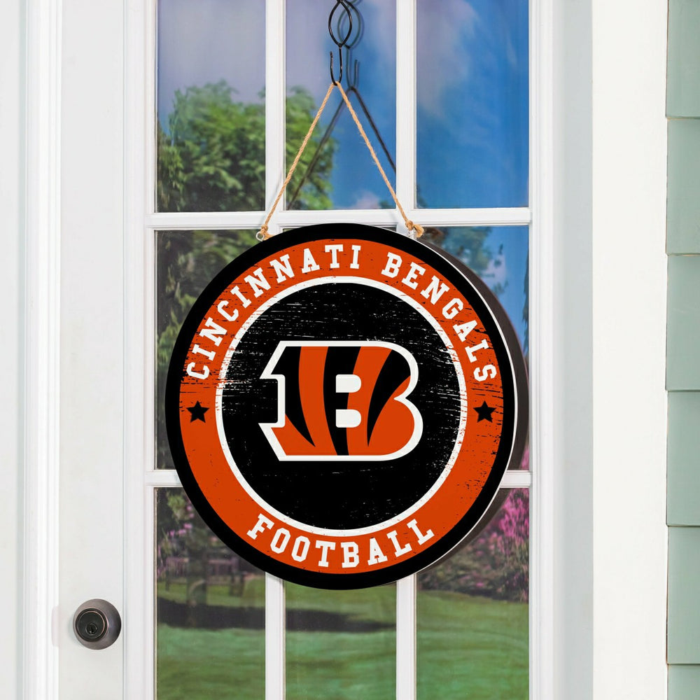 Cincinnati Bengals Round Door Décor with Hanging Rope, 18x18