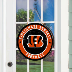 Cincinnati Bengals Round Door Décor with Hanging Rope, 18x18