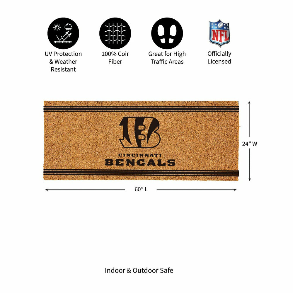 Cincinnati Bengals Extra Large One Color Coir Mat, 60"x24"