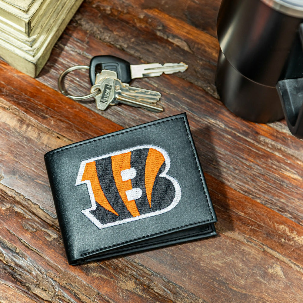 Cincinnati Bengals Black Bi-Fold Embroidered Wallet w/ RFID Blocking