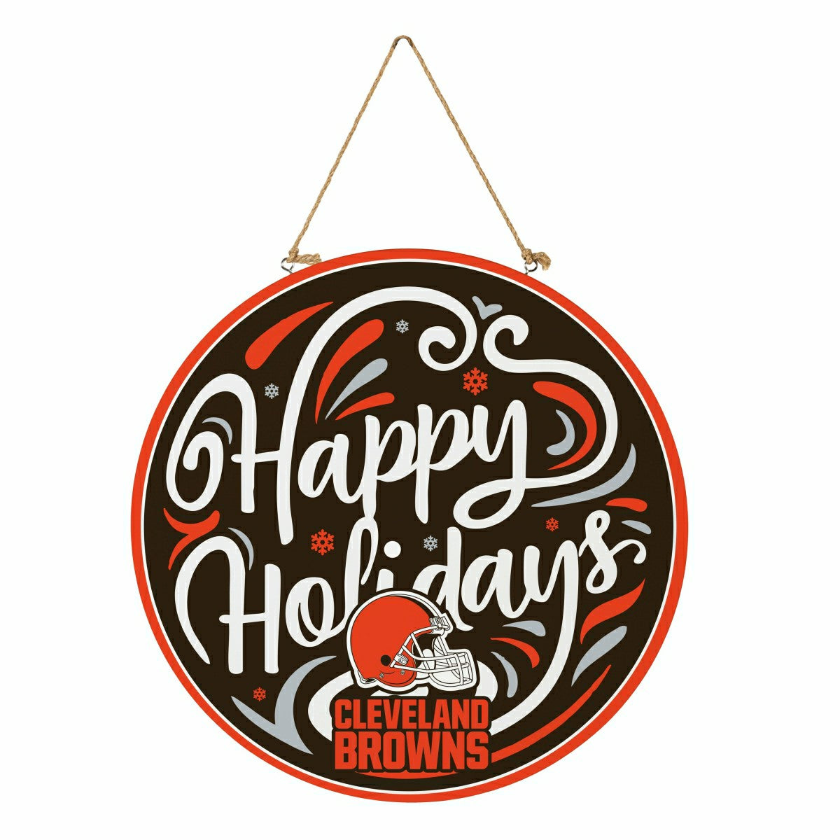 Cleveland Browns Holiday Round Door Décor with Hanging Rope, 18x18