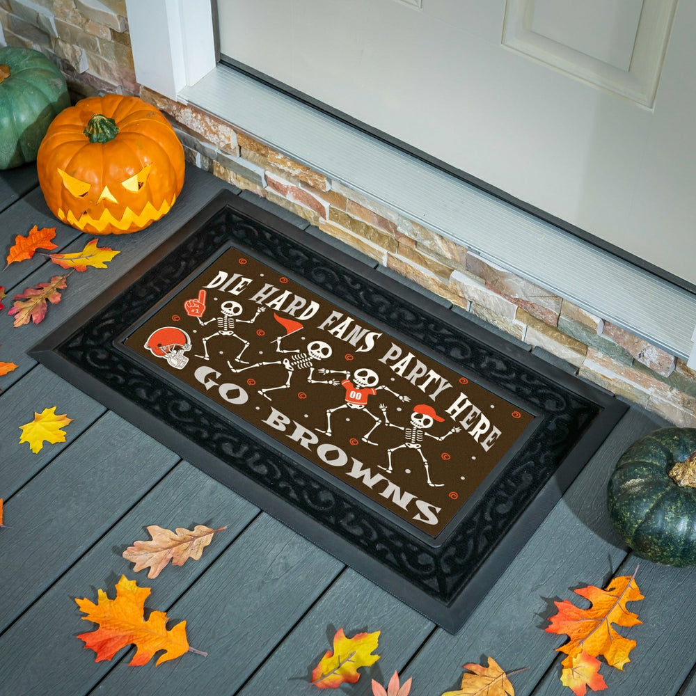Cleveland Browns Flocked Coir Halloween Sassafras Switch Mat, 22"x10"