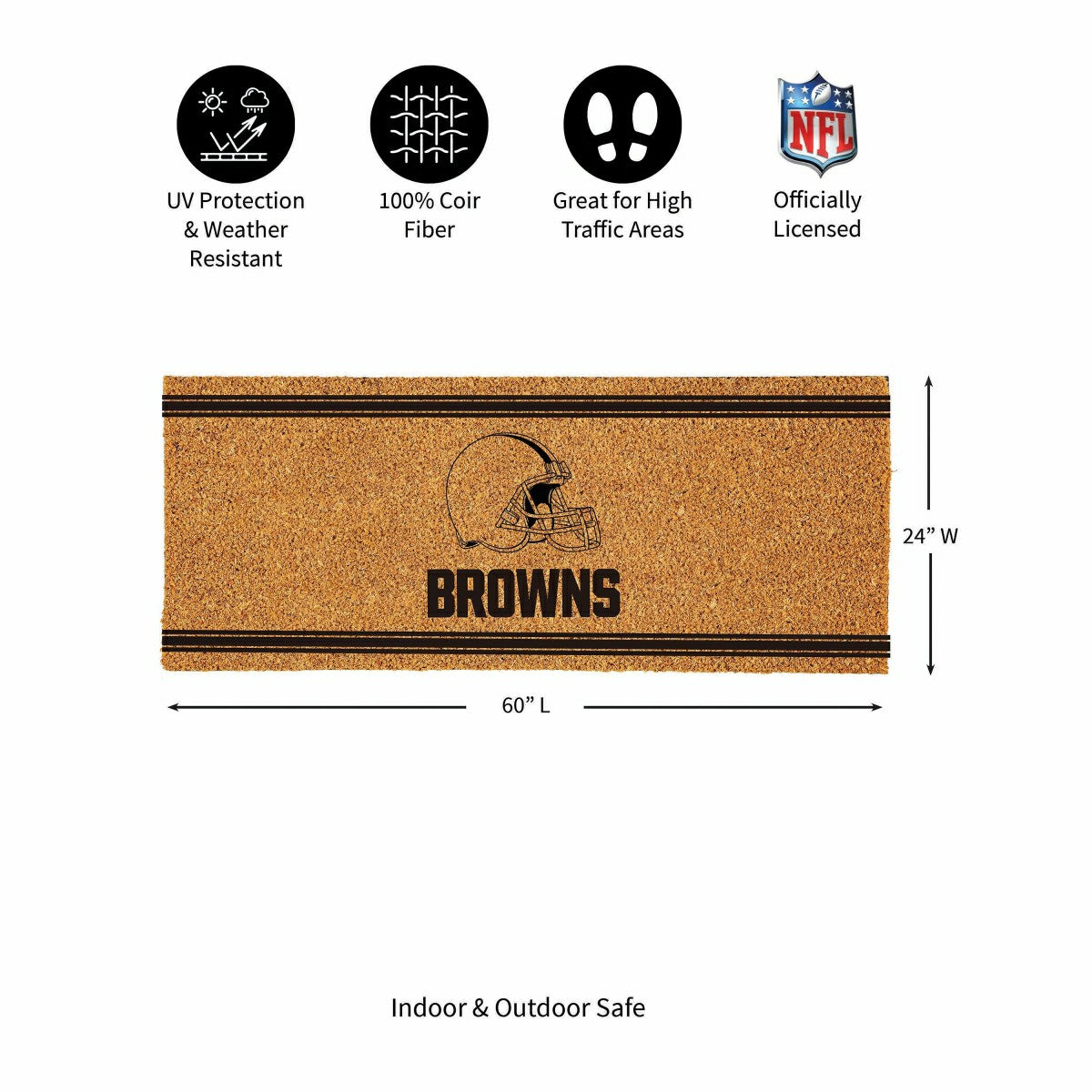 Cleveland Browns Extra Large One Color Coir Mat, 60"x24"