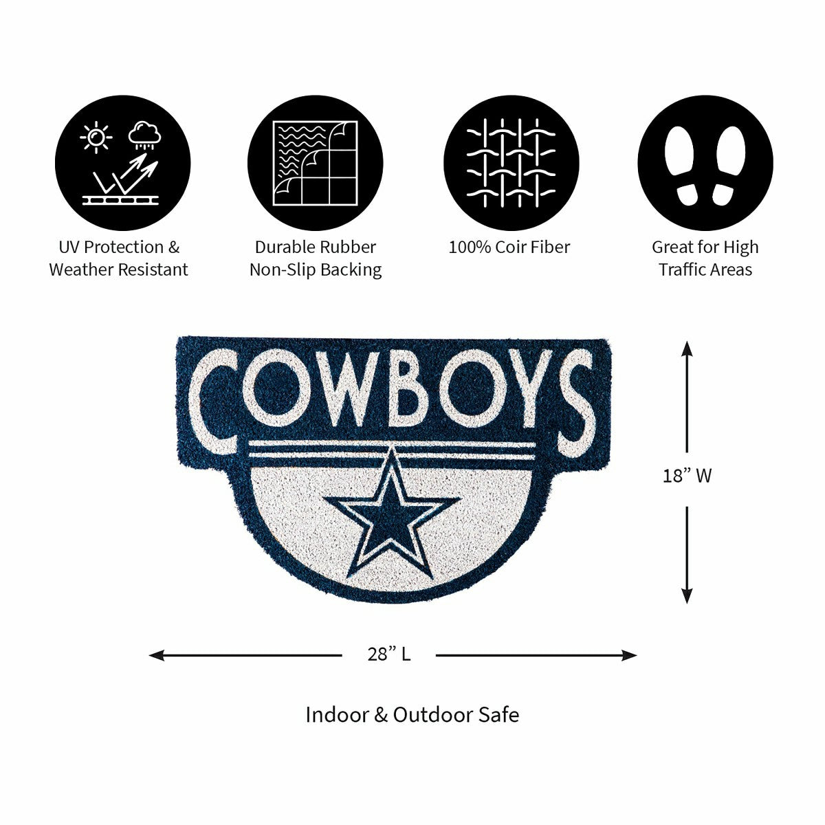 NFL Shaped Coir Door Mat, Cowboys