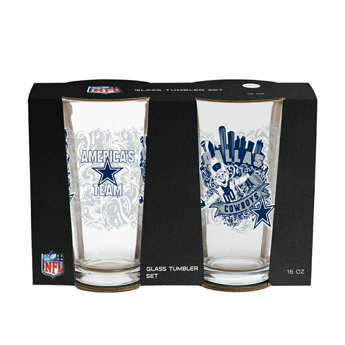 Dallas Cowboys 16oz Glass pint, Set of 2