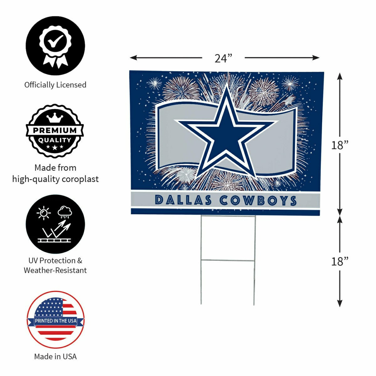 Dallas Cowboys Yard Sign, Patriotic