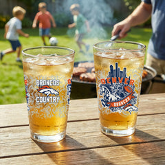 Denver Broncos 16oz Glass pint, Set of 2