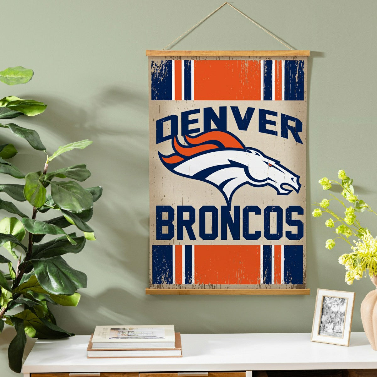 Denver Broncos, Canvas Wall Tapestry, Medium, 36x24