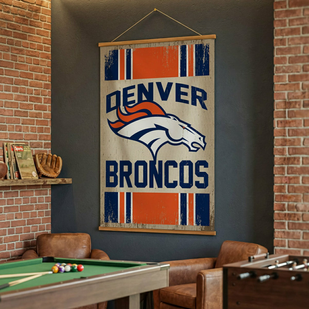 Denver Broncos, Canvas Wall Tapestry, Large, 54x36