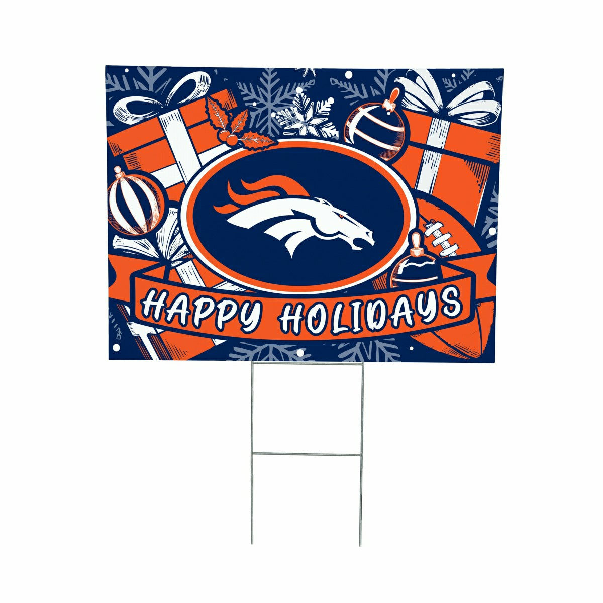 Denver Broncos Yard Sign, Holiday