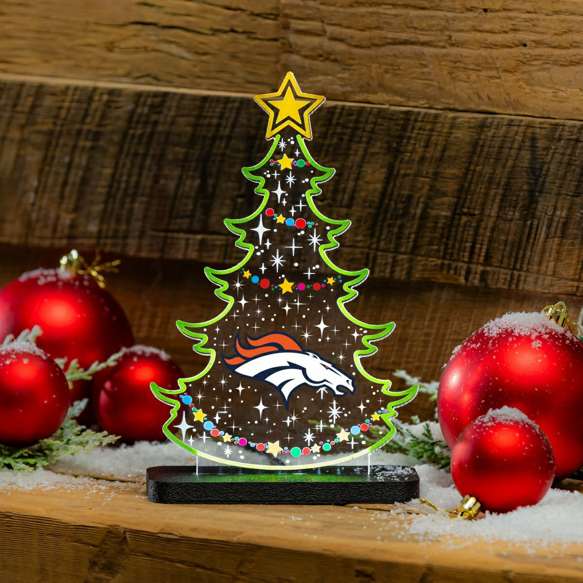 Denver Broncos NFL Football Holiday Tree Desklite LED Decor