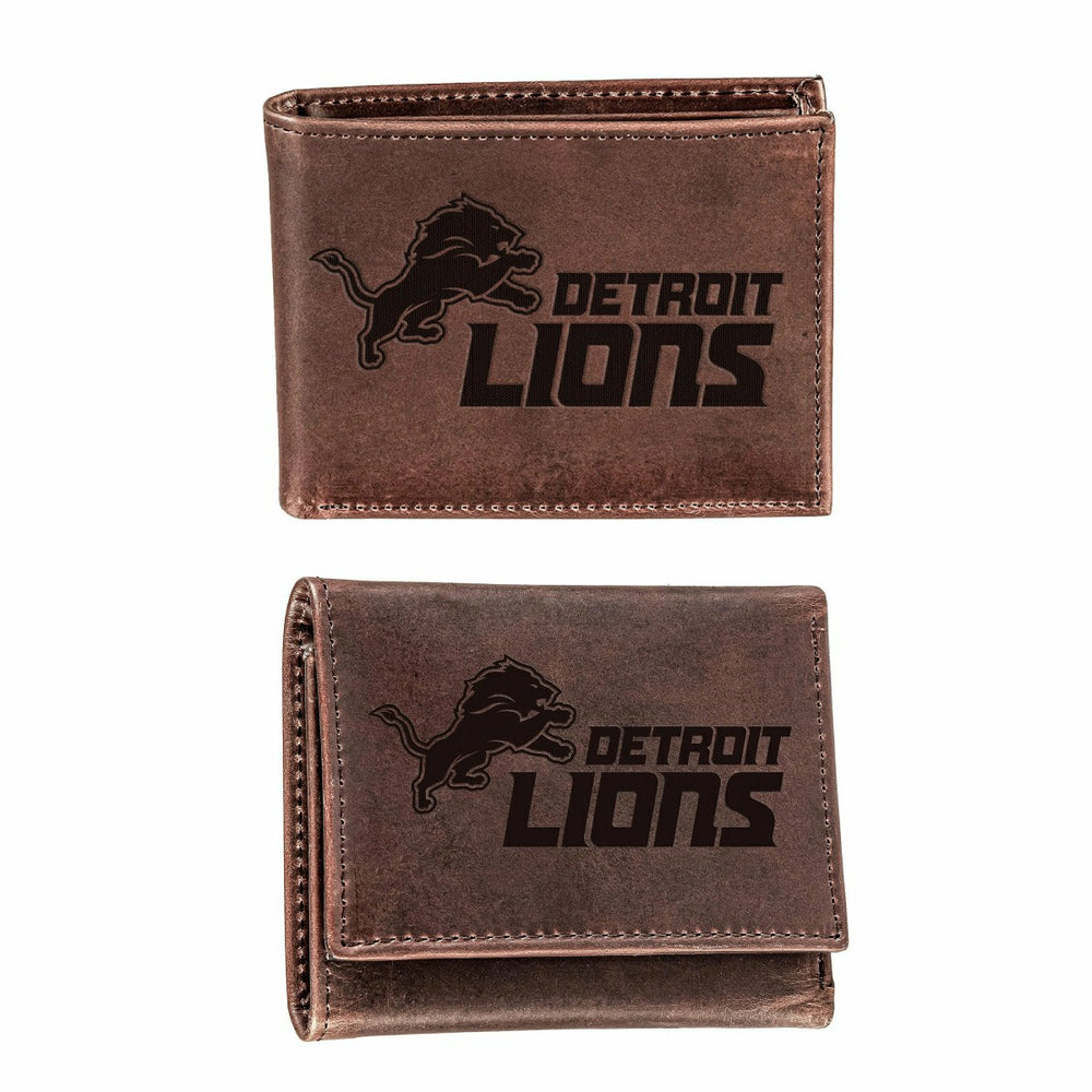 Detroit Lions, Bi-Fold and Tri-Fold Wallet Gift Set, Brown