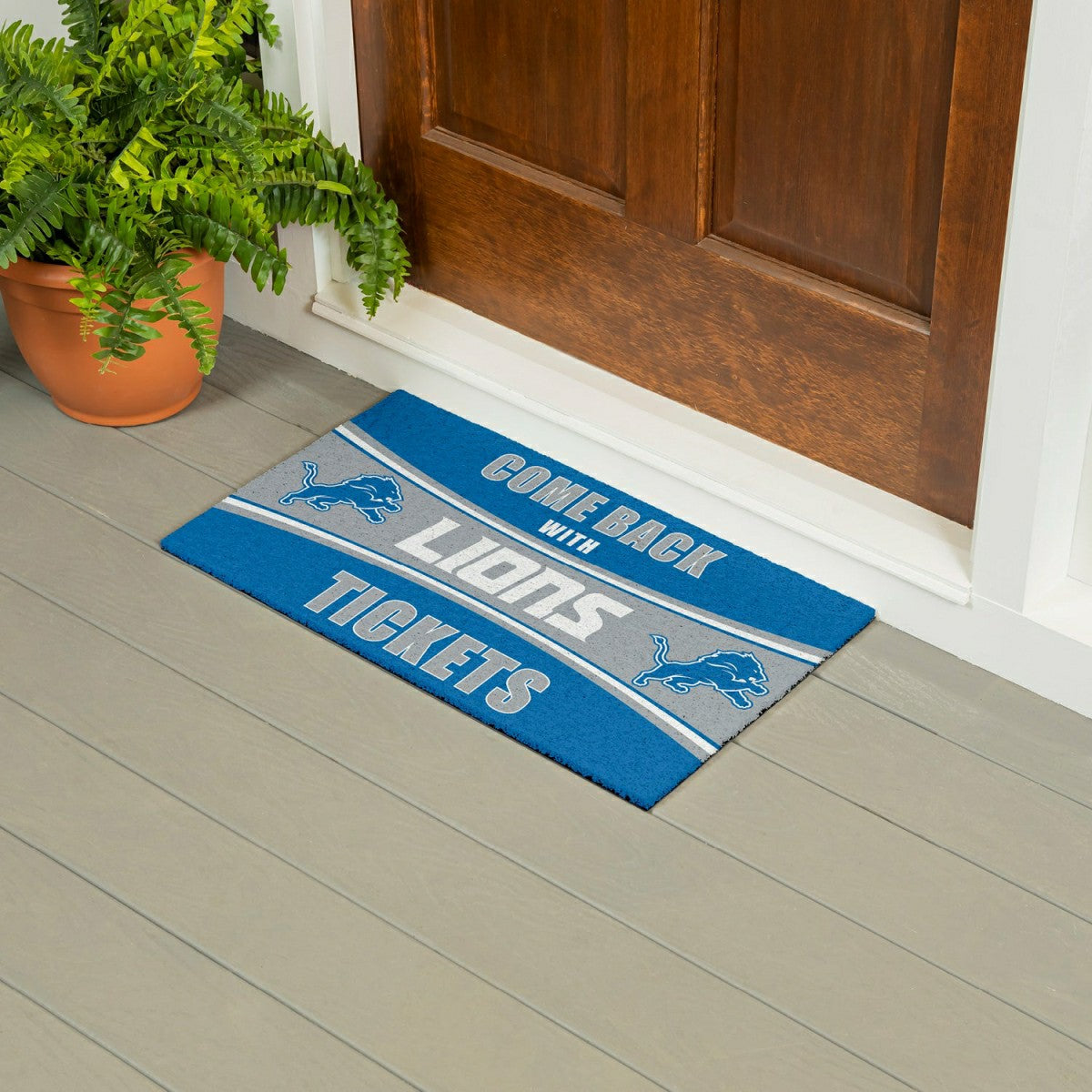 28" x 16" PVC Trapper Mat, Come Back with Tickets, Detroit Lions