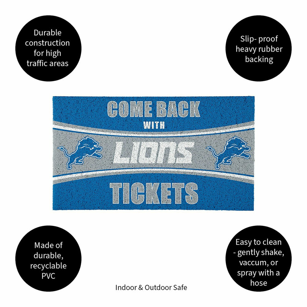 28" x 16" PVC Trapper Mat, Come Back with Tickets, Detroit Lions