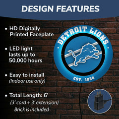Detroit Lions, Metal Lite, Round