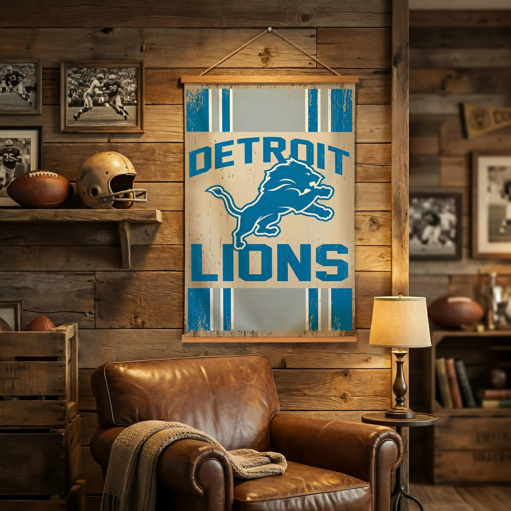 Detroit Lions, Canvas Wall Tapestry, Medium, 36x24