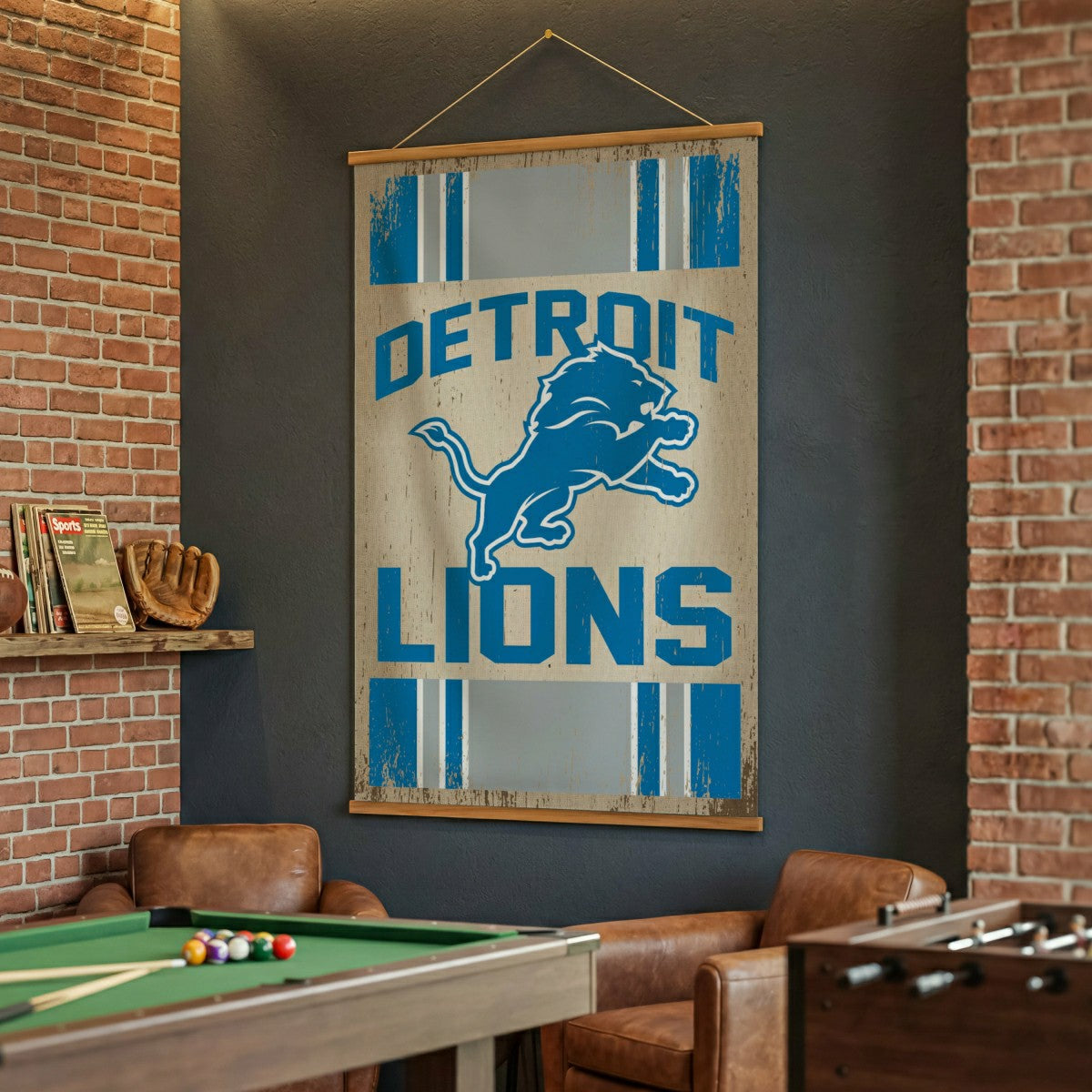 Detroit Lions, Canvas Wall Tapestry, Large, 54x36