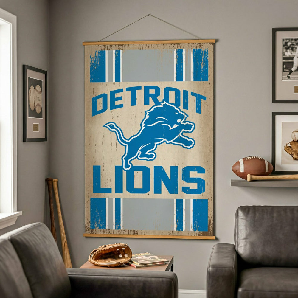 Detroit Lions, Canvas Wall Tapestry, Large, 54x36