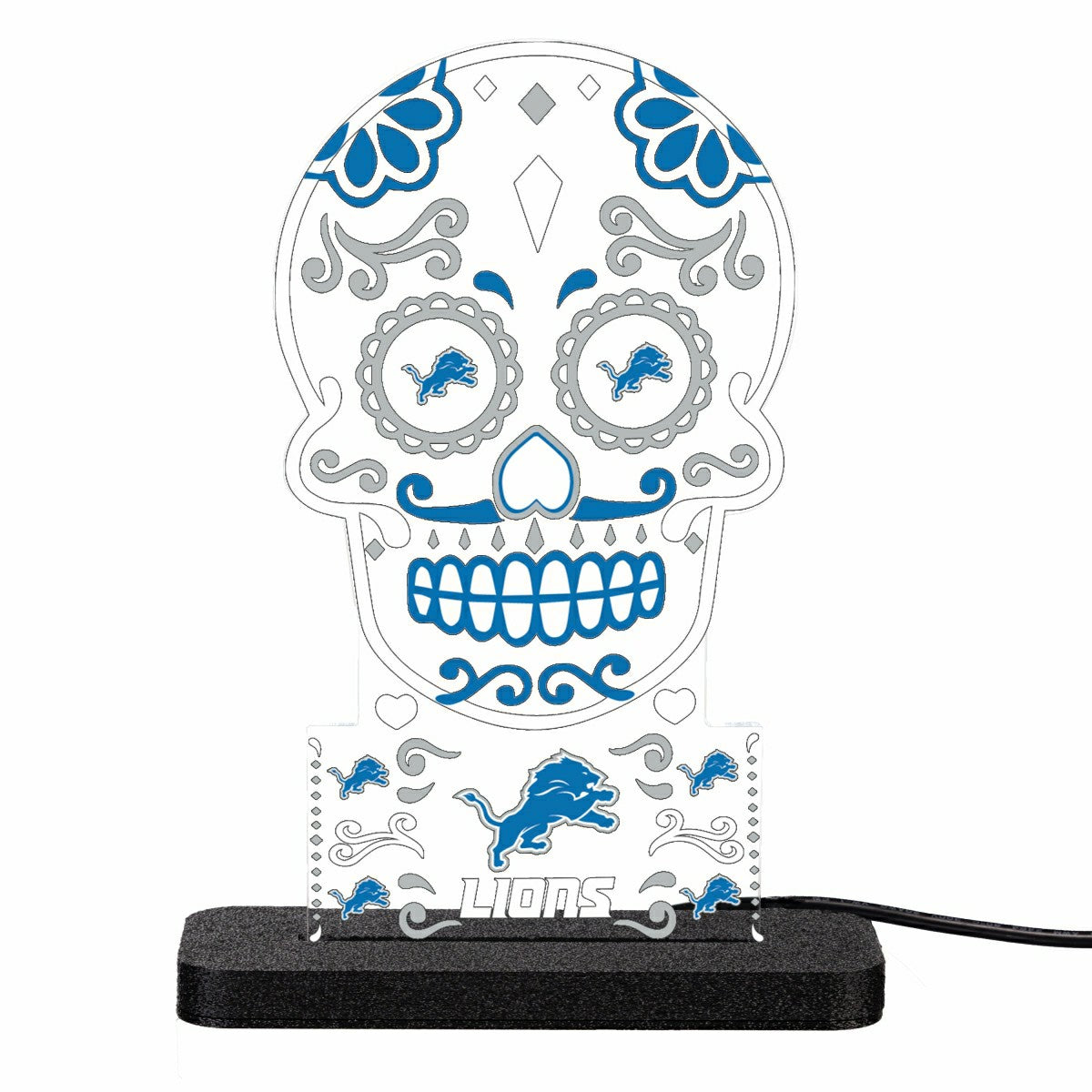 Detroit Lions NFL Football Sugar Skull Desklite LED Decor