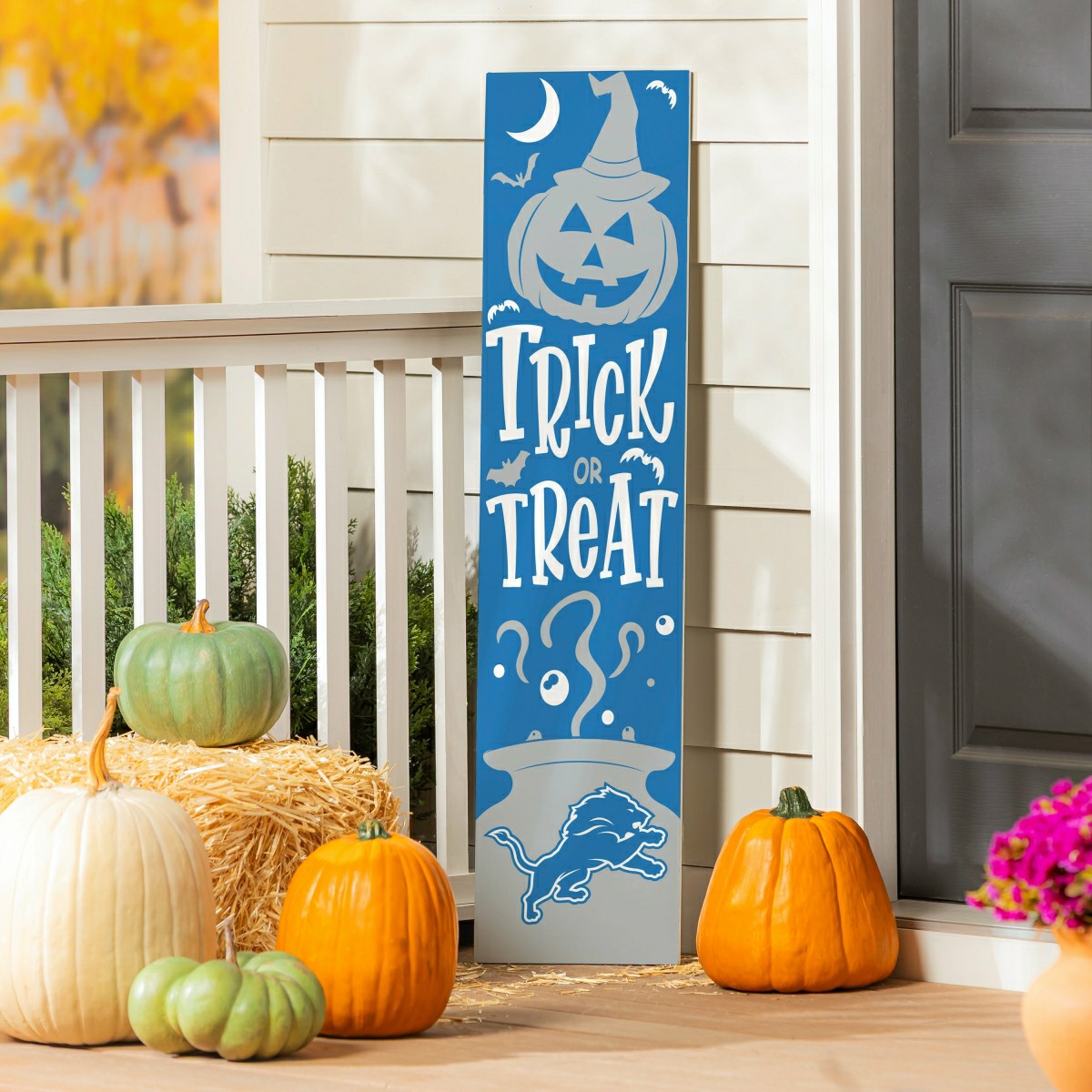 Detroit Lions 47" Double Sided Leaner, Halloween