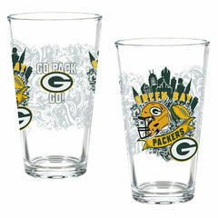 Green Bay Packers 16oz Glass pint, Set of 2