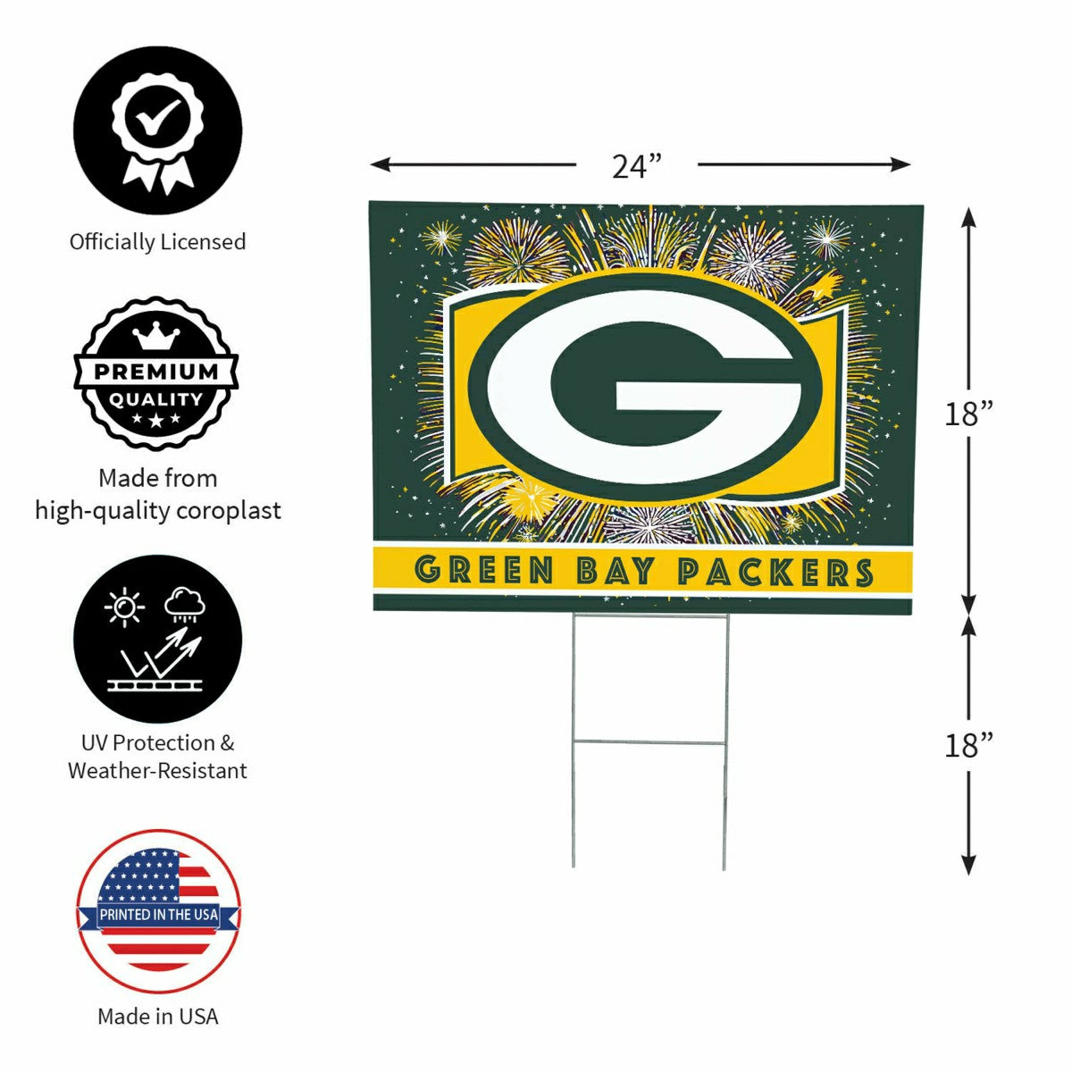 Green Bay Packers Yard Sign, Patriotic