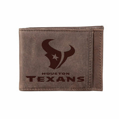 Front Pocket Wallet w/ RFID Blocking, Houston Texans, Brown