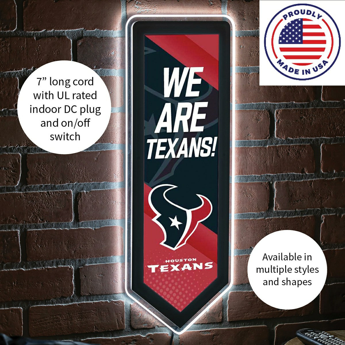 LED Wall Decor, Pennant, Houston Texans