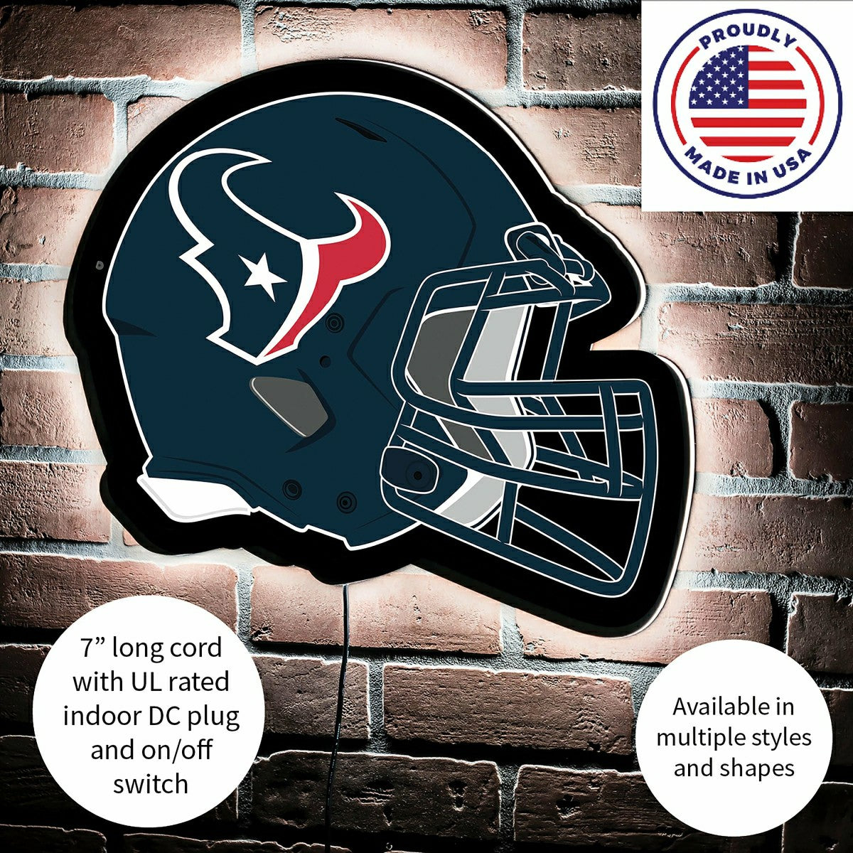 LED Wall Decor, Helmet, Houston Texans