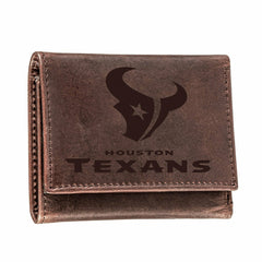 Houston Texans, Tri-Fold Wallet, Brown, CH, 100% Genuine Leather