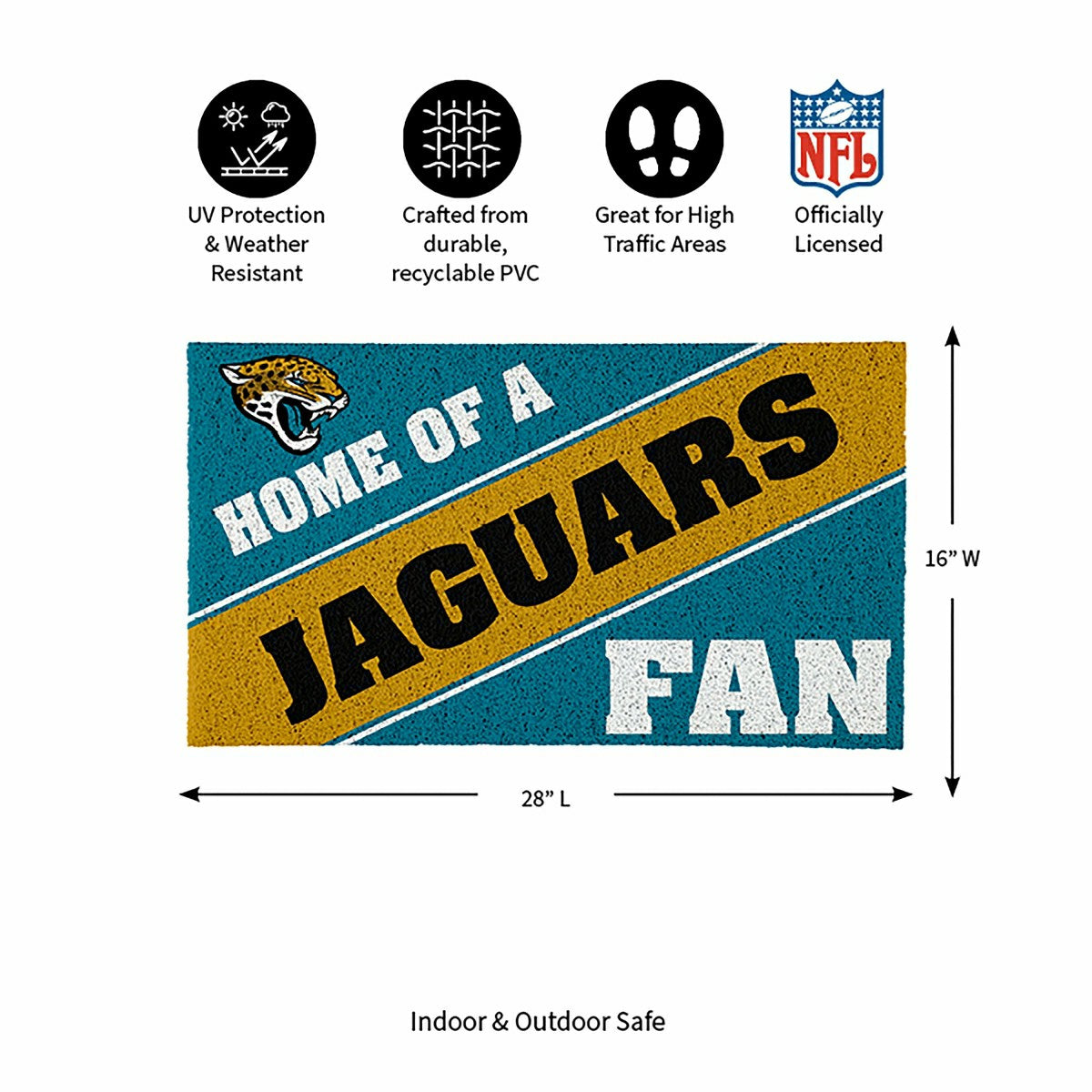 Jacksonville Jaguars, PVC Mat COLOR, Home of a Fan
