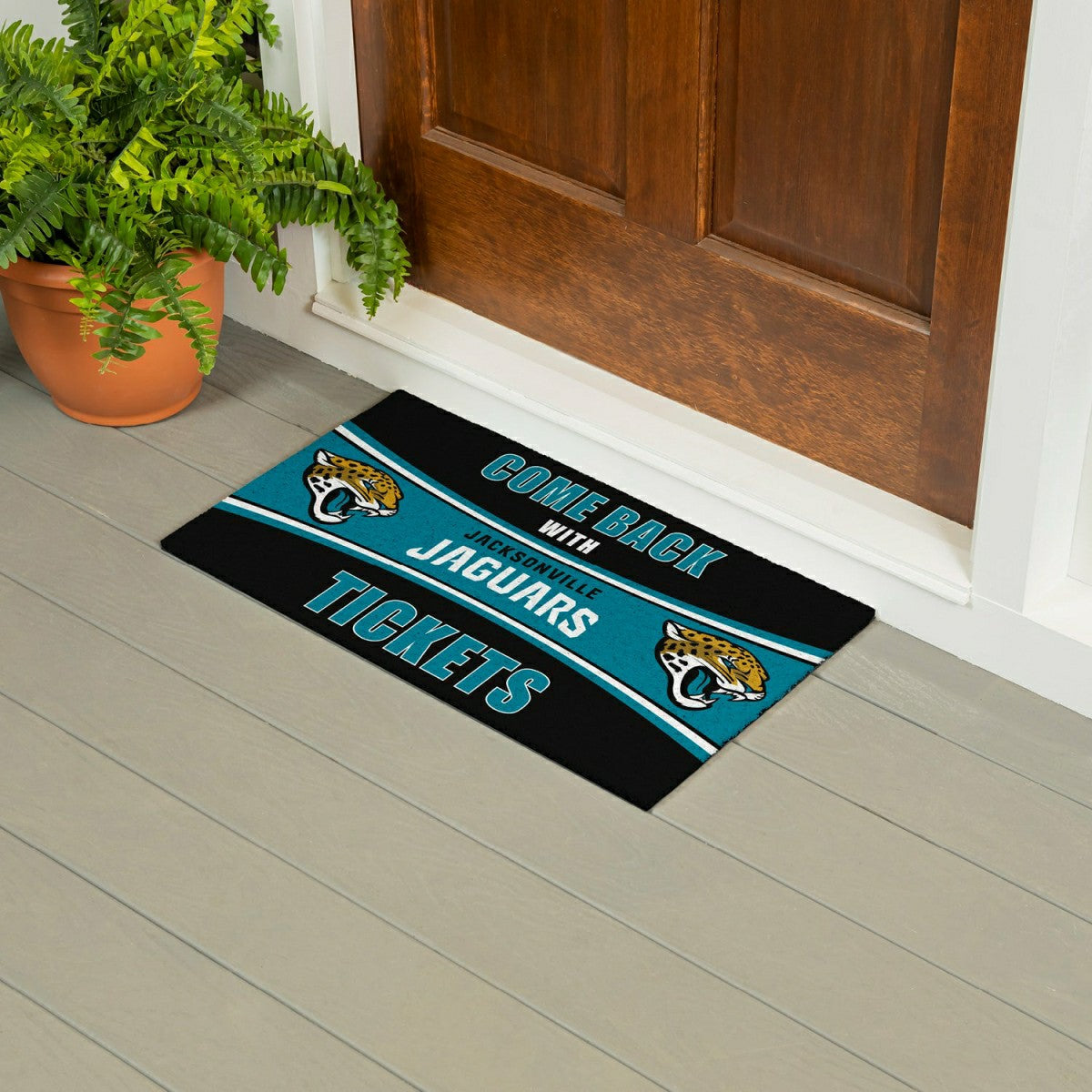 28" x 16" PVC Trapper Mat, Come Back with Tickets, Jacksonville Jaguar