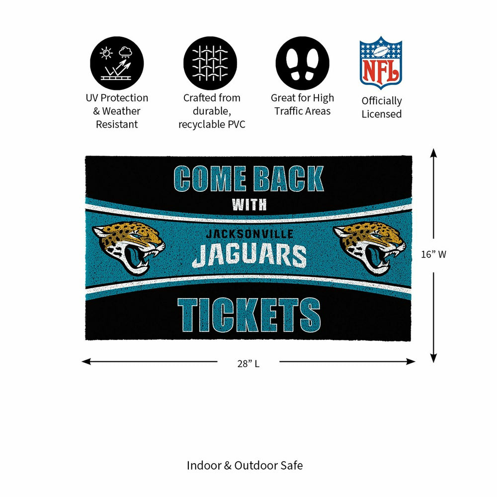 28" x 16" PVC Trapper Mat, Come Back with Tickets, Jacksonville Jaguar