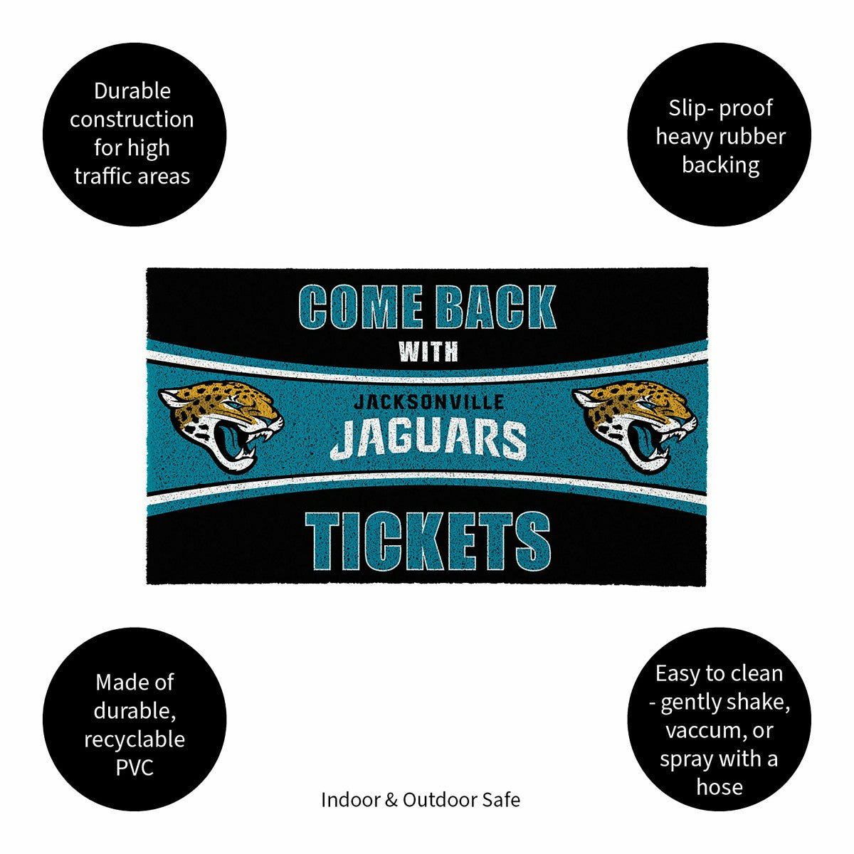 28" x 16" PVC Trapper Mat, Come Back with Tickets, Jacksonville Jaguar