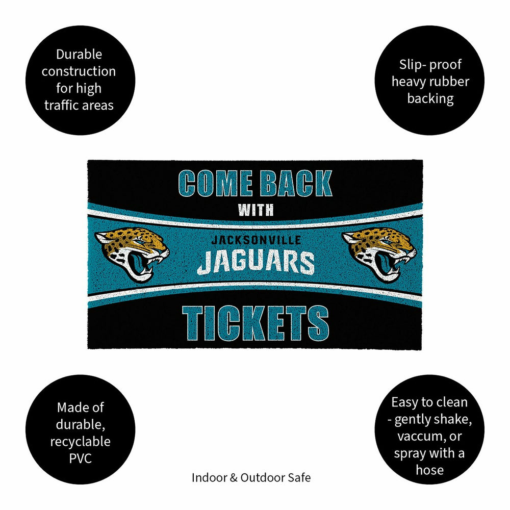 28" x 16" PVC Trapper Mat, Come Back with Tickets, Jacksonville Jaguar