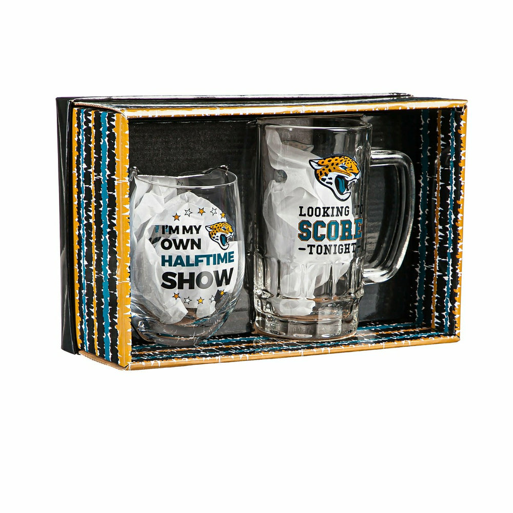Jacksonville Jaguars, Stemless 17OZ Wine & Beer 16 OZ Gift Set